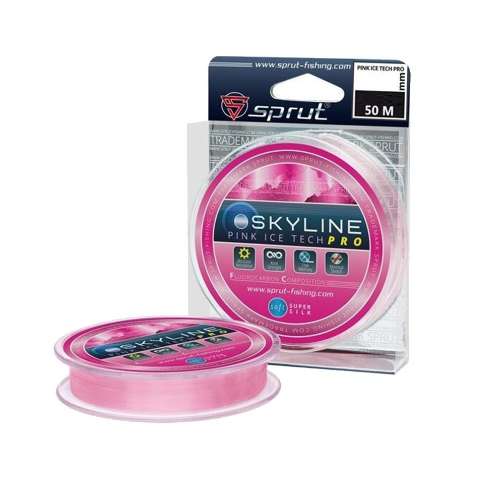 Леска для зимней рыбалки Sprut SKYLINE IceTech PRO Pink (0,185mm/50m), 1 штука  #1