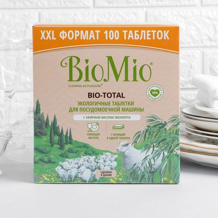 Таблетки для посудомоечных машин BioMio Bio-total, с эфирным маслом эвкалипта, 100 шт  #1