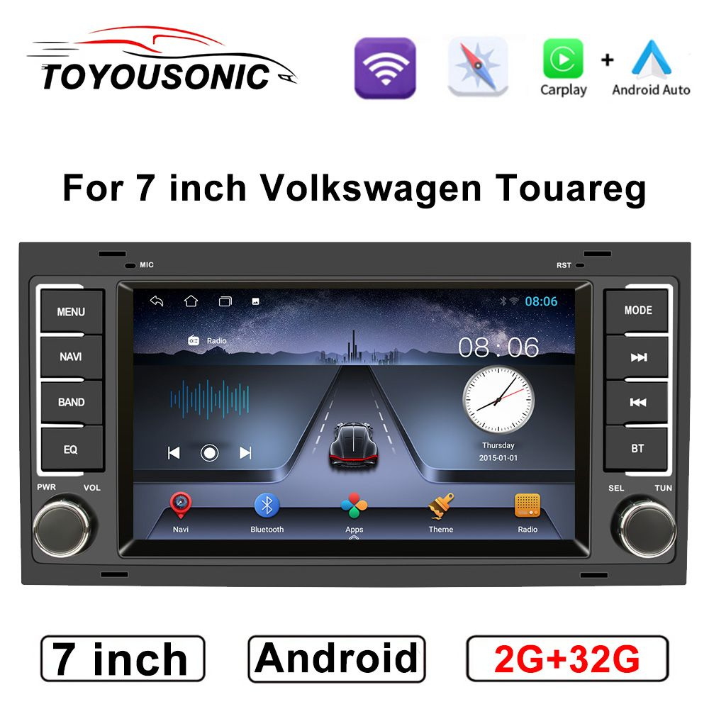 Автомагнитола для Volkswagen Touareg, Multivan T5 2003-2015/2Din Android  2+32 GB/IPS экран 7 дюймов(USB, AUX, GPS, Bluetooth, Wi-Fi,TS7)2 DIN -  купить в интернет-магазине OZON с доставкой по России (1372222477)