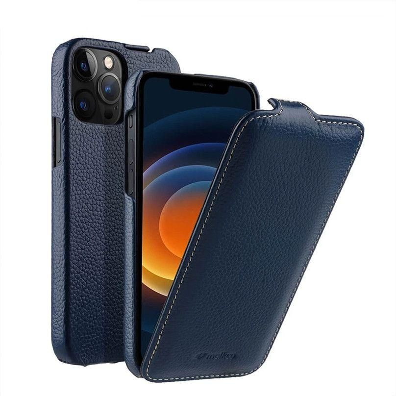 Вертикальный открытый чехол Melkco из натуральной кожи для iPhone 12 ...
