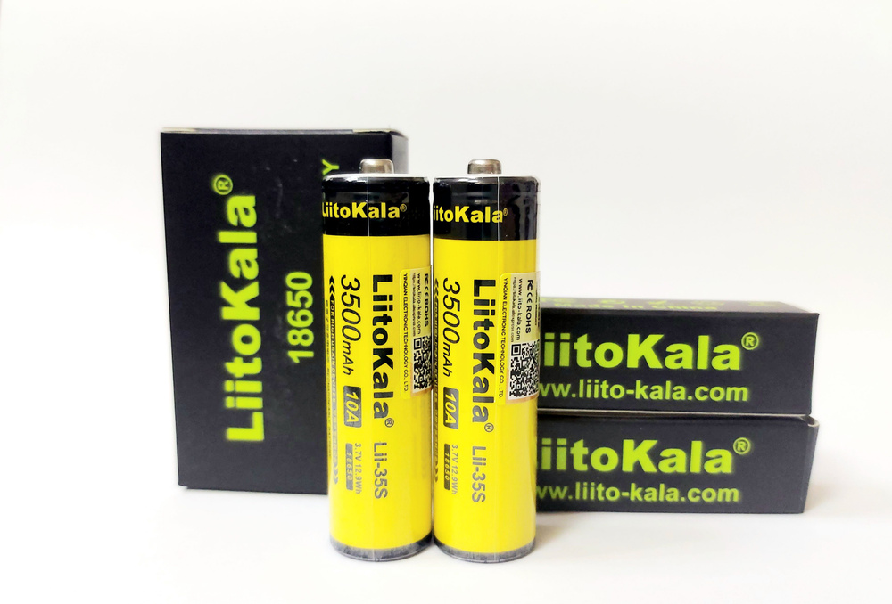Аккумуляторные батарейки 18650, 3500mAh, 3.7V, Li-ion, LiitoKala, 2 шт. #1