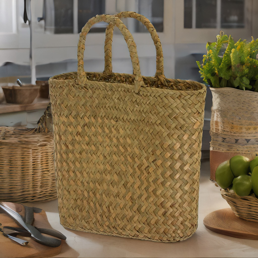 Кашпо-сумка плетеное Корзина для хранения плетеная пасхальная с ручкой для цветов овощей фруктов яиц, #1