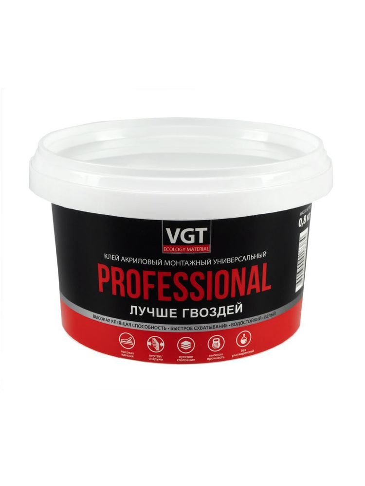 Клей ремонтно-монтажный VGT белый PROFESSIONAL 0.8 кг #1
