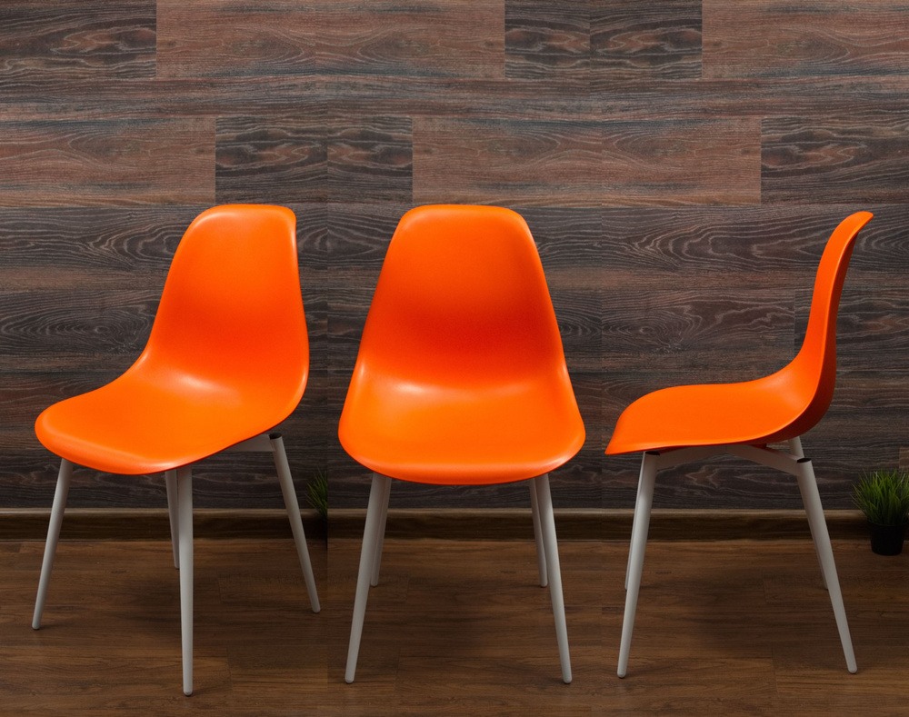 Комплект из 3 стульев ТУССЕ Лайт белый /оранжевый #1