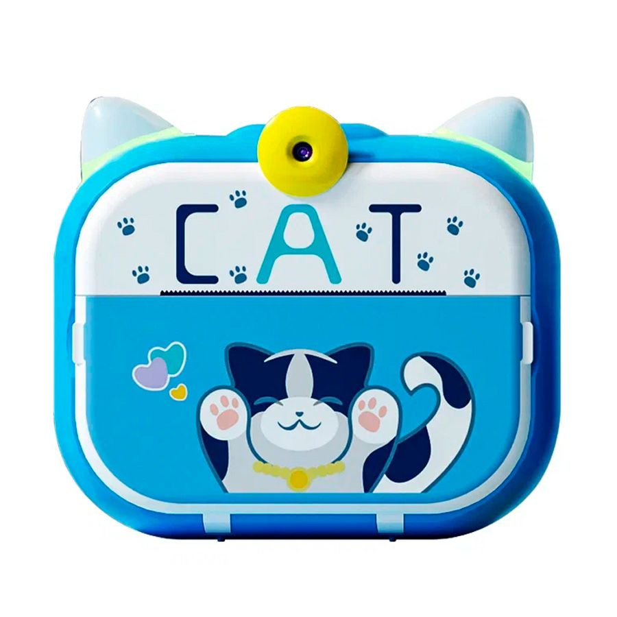 Детская камера Kid Joy Cat Print Cam с печатью, 2,4'' экран, 1 линза,180, (P13) - голубая  #1