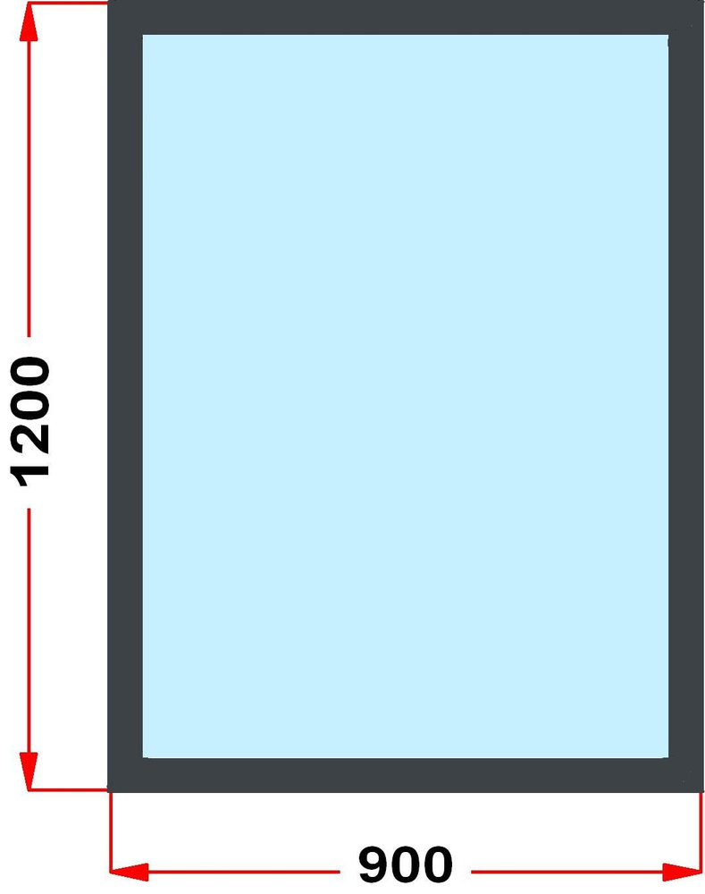 Окно пластиковое, профиль 60 мм (1200 x 900), не открывающееся, стеклопакет 2 стекла, темно-серое снаружи, #1