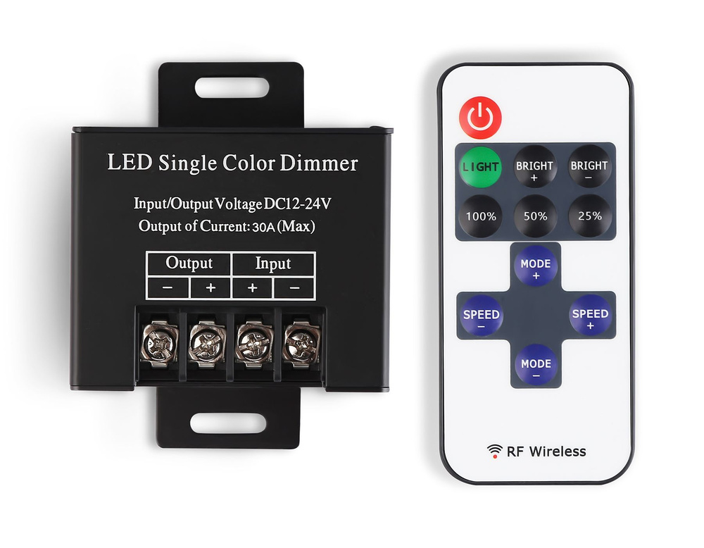 Контроллер диммер для одноцветных светодиодных лент с радио пультом 30A 12V 360W/ 24V 720W  #1