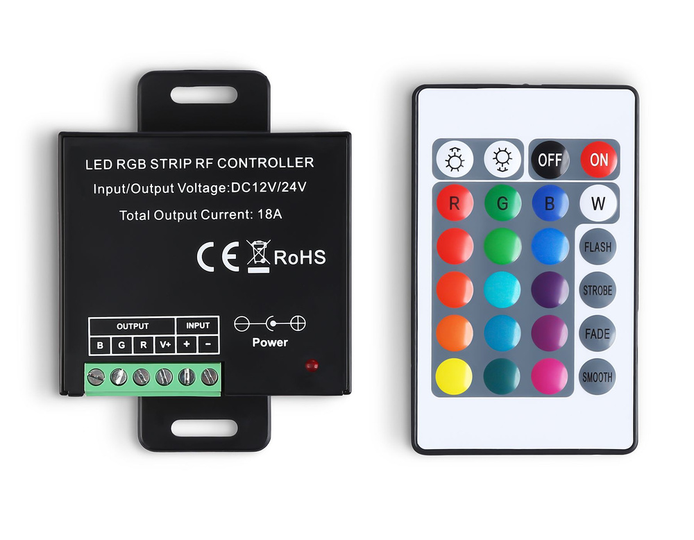 Контроллер для светодиодных лент RGB с радио пультом 2.4G 18A 12V 216W/ 24V 432W  #1