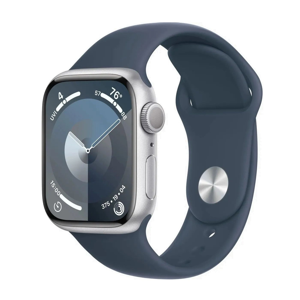 Смарт-часы Apple Watch Series 9 A2978 41мм OLED корп.серебристый Sport Band рем.синий разм.брасл.:130-180мм #1