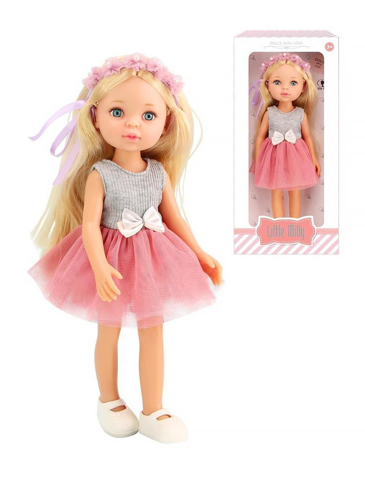 Кукла Little Milly в серо-розовом платье с цветочным ободком 91016-G  #1