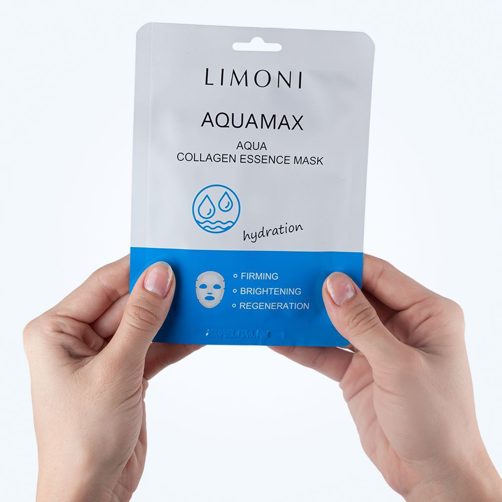 Маски Aqua Collagen Essence от Limoni глубоко увлажняют и питают обезвоженную кожу. Маски содержат глубинную морскую воду и гидролизованный коллаген. Минеральные вещества и гидролизованный коллаген улучшают текстуру кожи, выравнивают тон, увлажняют и сохраняют её эластичность. Экстракт сока алоэ и пантенол успокаивают кожу, оказывают противовоспалительный эффект. Бета-глюкан повышает иммунитет кожи и сопротивляемость негативному воздействию внешних факторов.