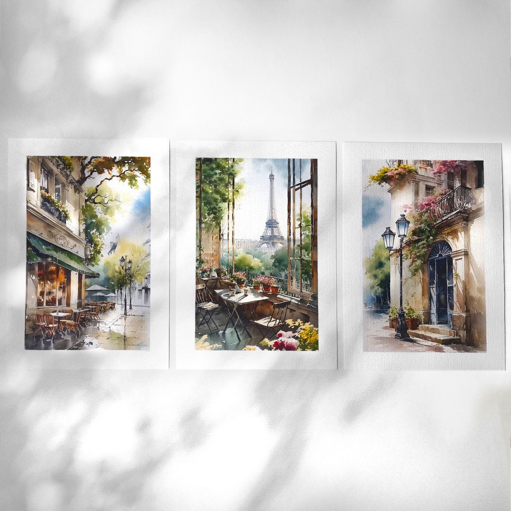 Картина"АкварельныеулицыПарижа3шт.",30х21см