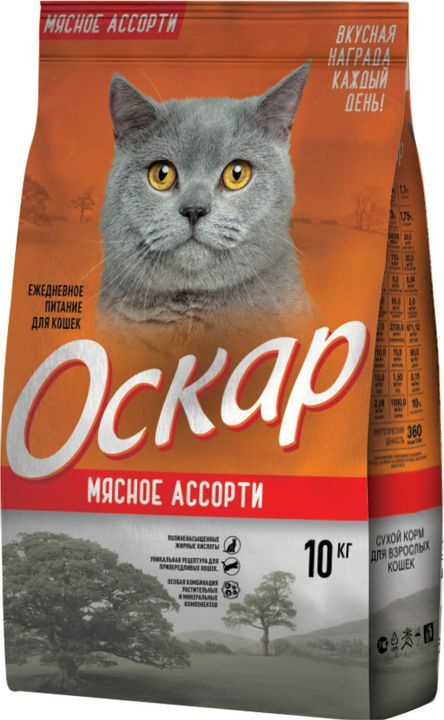 Сухой корм Оскар Мясное ассорти для взрослых кошек и котов с нормальной активностью 10 кг  #1