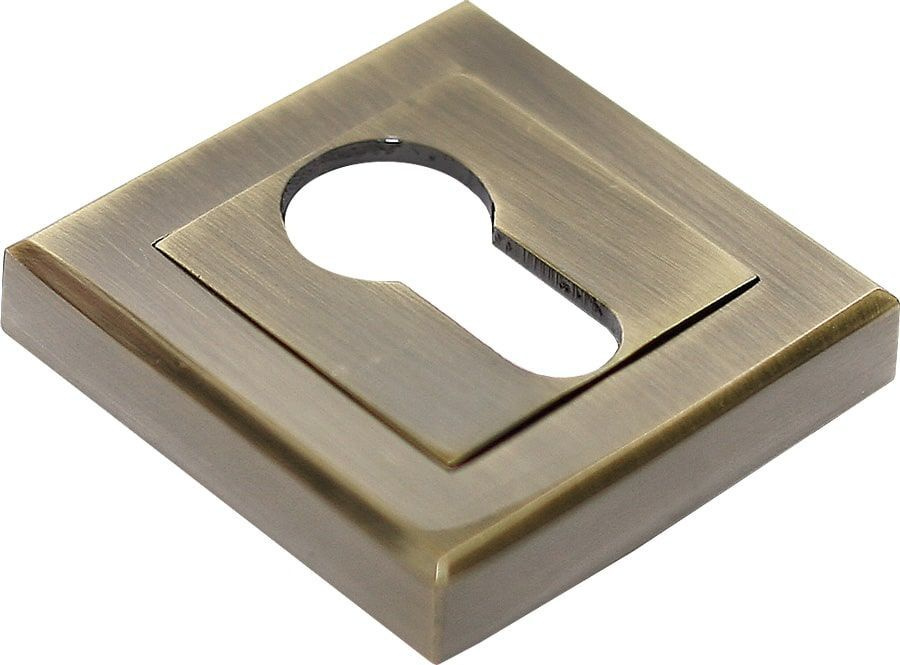 Накладка на ключевой цилиндр квадратная, заглушка дверная Rucetti RAP-KH-S AB античная бронза  #1