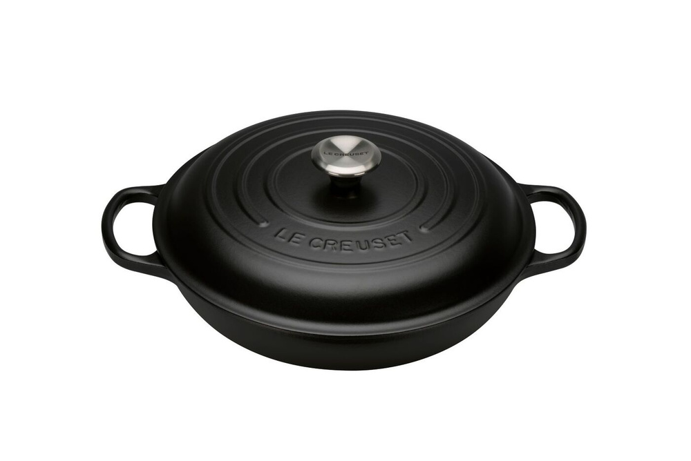 Чугунный эмалированный сотейник, 30 см, 3.2 л, Le Creuset, Чёрный матовый (Matte Black). Уцененный товар #1