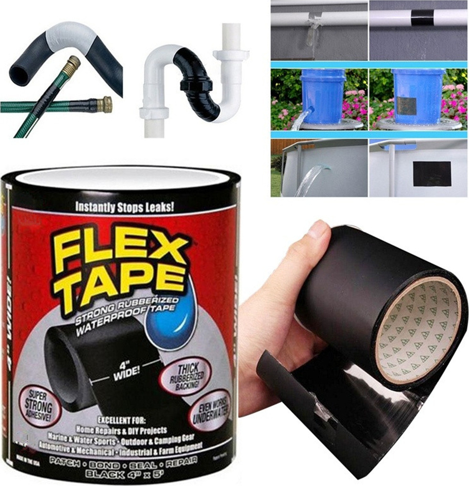 Сверхсильная ремонтная клейкая лента Flex Tape 152х10см (черный)  #1