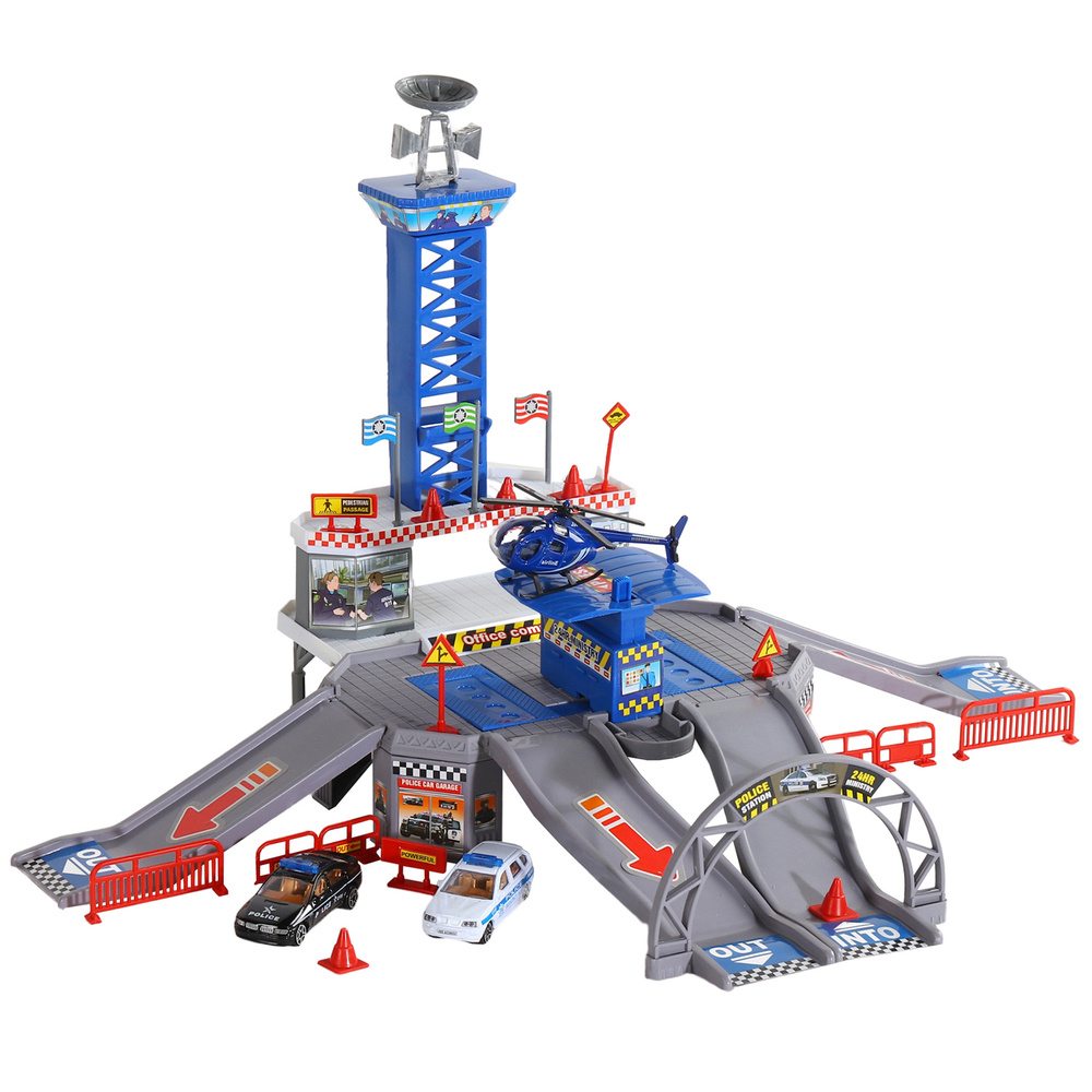 Парковка для машинок "Полиция"/ 2 машинки, вертолет #1