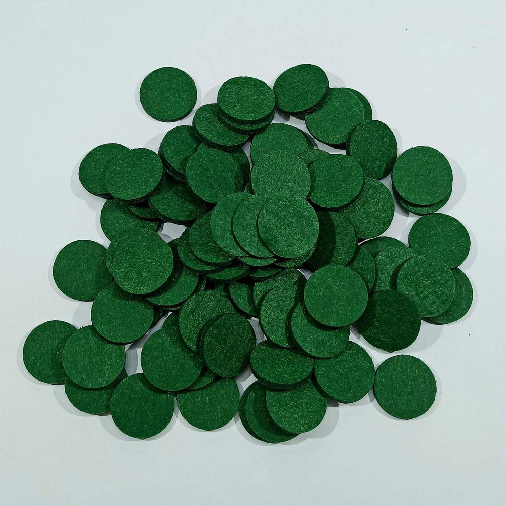 Фетровые кружочки (пяточки) 30мм, толщина 0,7-1 мм, цвет № 45 темно-зеленый, 240 штук  #1