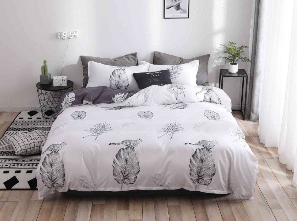 Комплект постельного белья Mency House Леопард 1,5 спальный, Поплин, наволочки 70х70  #1