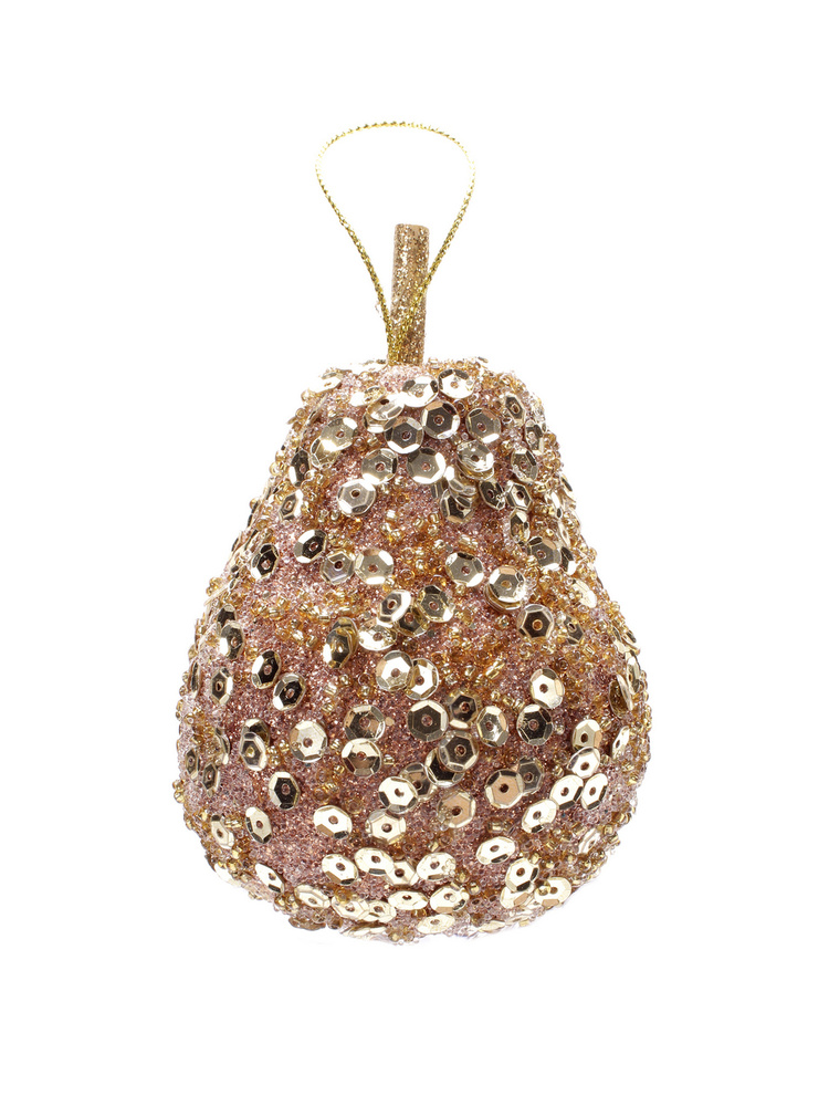 Рождественская декорация груша 8 см Розовое золото #1