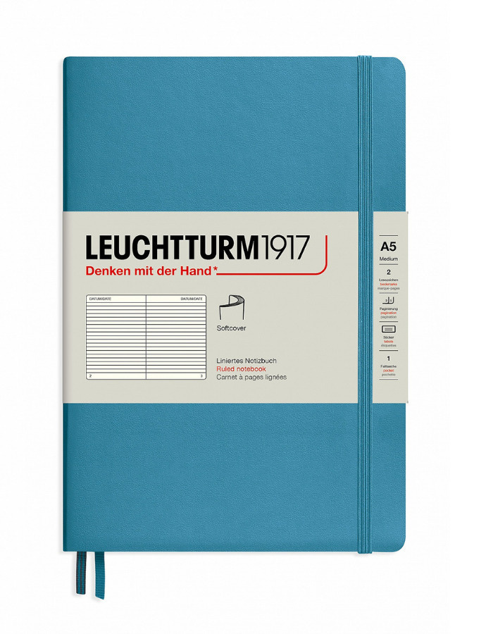 Блокнот Leuchtturm1917 Medium A5, мягкая обложка, нордический синий, в линейку  #1
