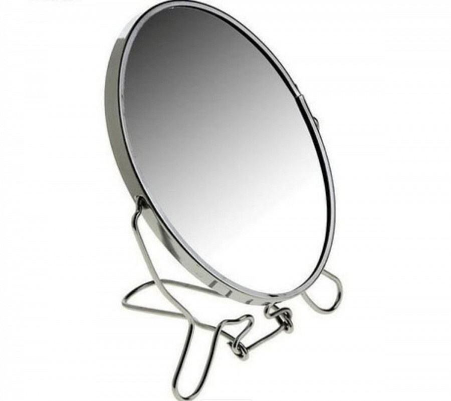 Зеркало настольное увеличительное двухстороннее круглое металлическое №6 (диаметр 14,4 см)  #1