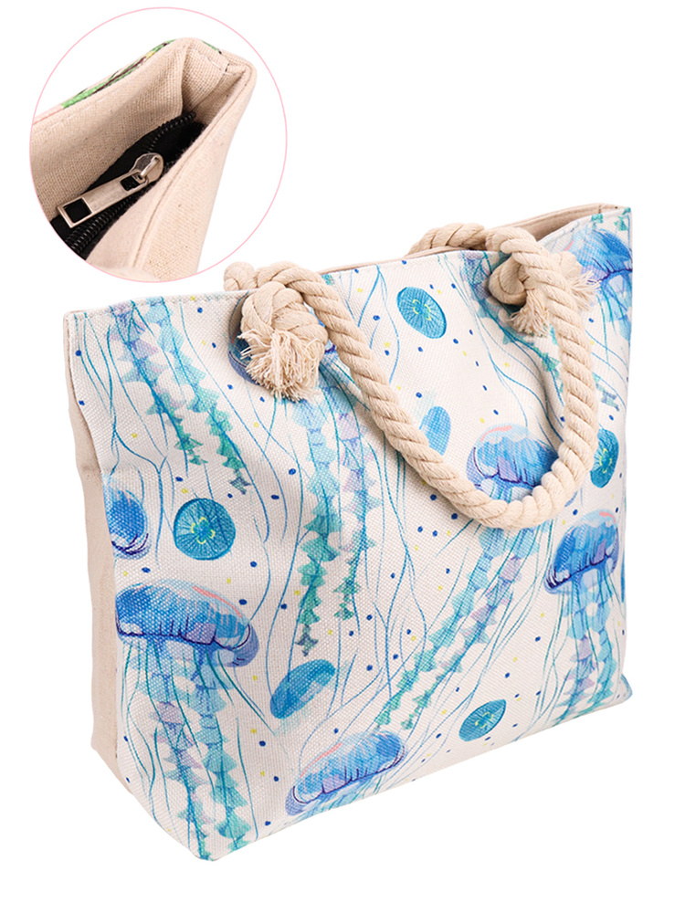 Пляжная сумка Miland "Королевские медузы" 45х38 см на молнии/ женская летняя на плечо/ аксессуары на #1