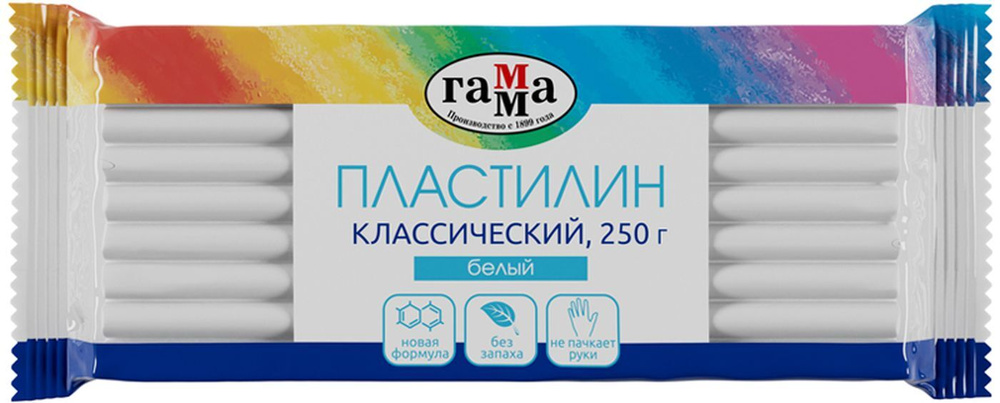 Пластилин для лепки и моделирования Гамма "Классический", белый, 250г  #1