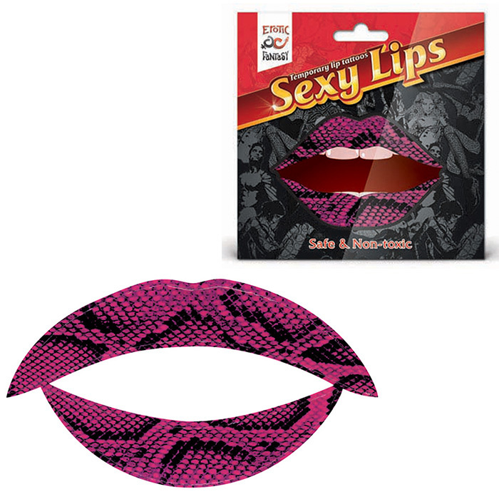 Временные тату-наклейки на губы LIP TATTOO Фиолетовая змея #1