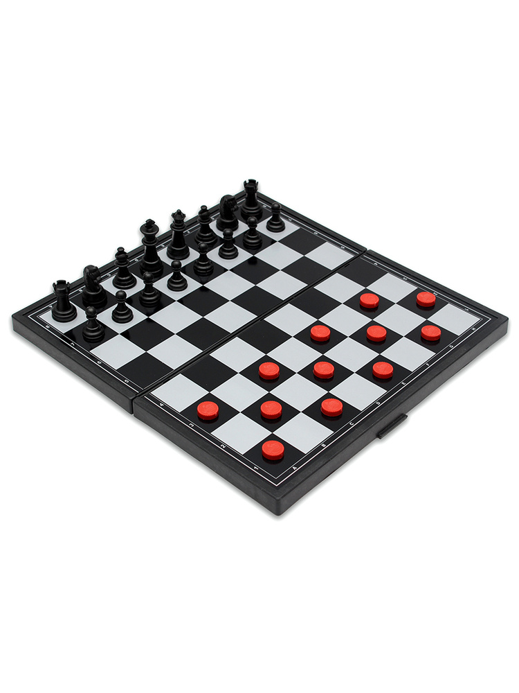 Набор настольных игр Miland/ Шахматы, нарды, шашки магнитные пластиковые 3 в 1 (поле 24 см)  #1