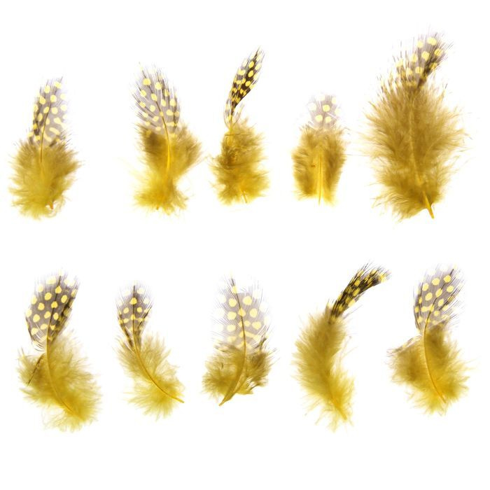 Набор перьев для декора 10 шт., размер 1 шт: 5 x 2 см, цвет жёлтый с коричневым  #1