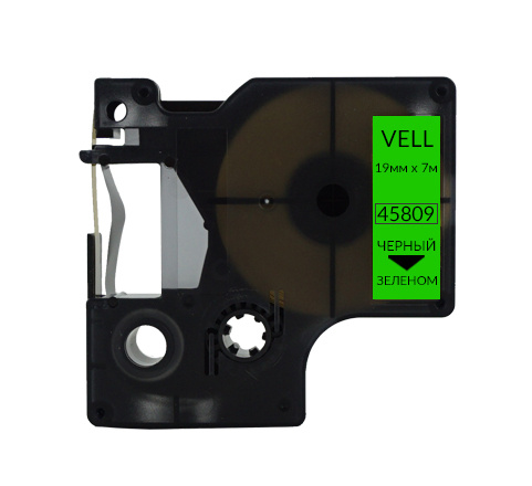 Лента Vell VL-D-45809 (19 мм, черный на зеленом) #1