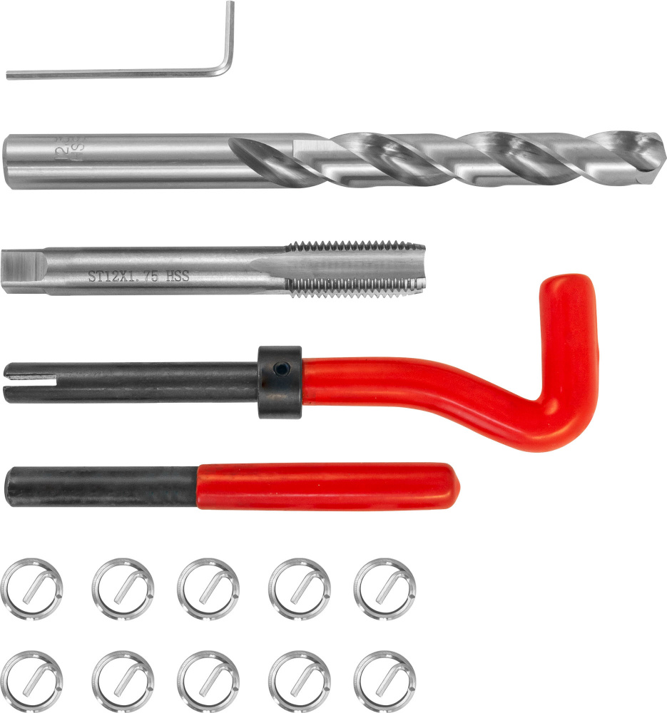 Набор для восстановления резьбы M12x1.75, 15 предметов Thorvik TRIS12175  #1