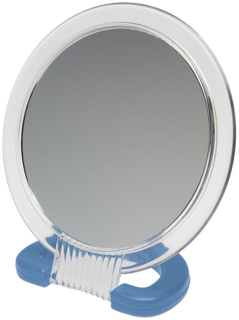 Зеркало настольное, в прозрачной оправе, на пластиковой подставке синего цвета, Dewal Beauty, MR110  #1