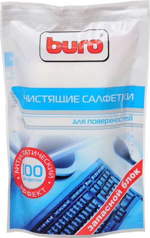 Салфетки Buro BU-Zsurface для поверхностей мягкая упаковка 100шт влажных  #1