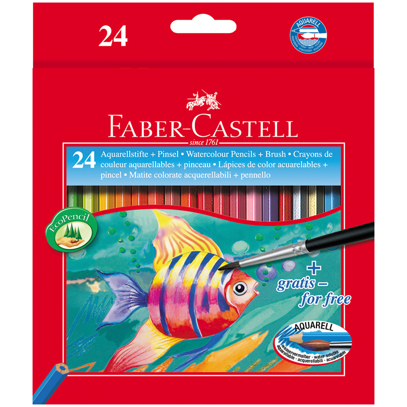 Цветные карандаши для школы 24 цвета для рисования акварельные мягкие / Школьный набор карандашей Faber-Castell #1
