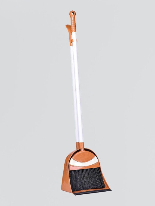 Веник с совком для уборки, совок и щетка для подметания, набор для подметания, цвет бежевый  #1