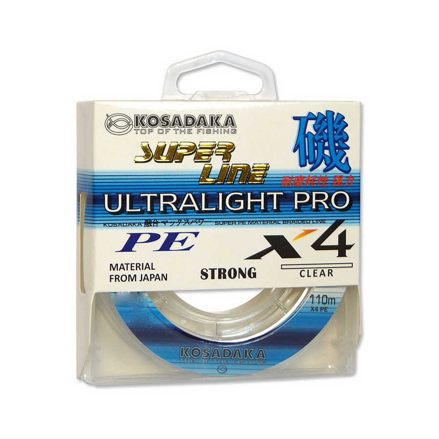 Шнур плетен. Kosadaka "SUPER LINE PE X4 Ultralight PRO" 110м, цв.прозр.; 0,04 мм; 2,70 кг  #1