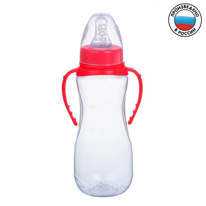Бутылочка для кормления детская приталенная, с ручками, 250 мл, от 0 мес., цвет красный  #1