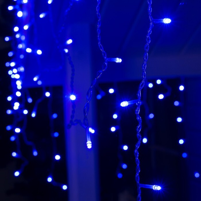 Гирлянда Бахрома 3х0.6 м, IP44, , прозрачная нить, 160 LED, свечение синее, 220 В  #1