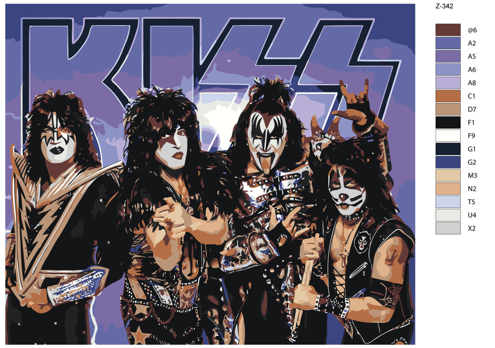 Картина по номерам Z342 "Рок группа Kiss" 40x50 #1