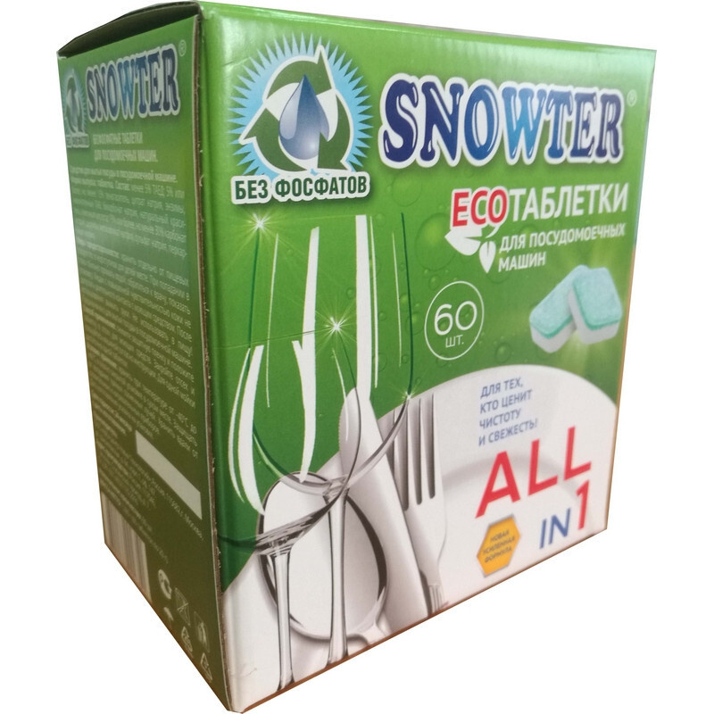 Таблетки для посудомоечных машин SNOWTER ЭКО 60шт/уп. #1