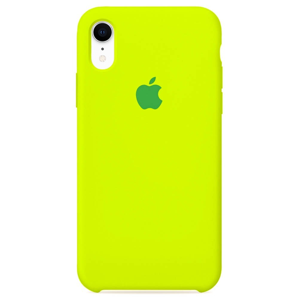 Силиконовый чехол для смартфона Silicone Case на iPhone Xr / Айфон Xr с логотипом, лаймовый  #1