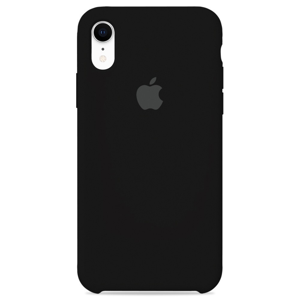 Силиконовый чехол для смартфона Silicone Case на iPhone Xr / Айфон Xr с логотипом, черный  #1