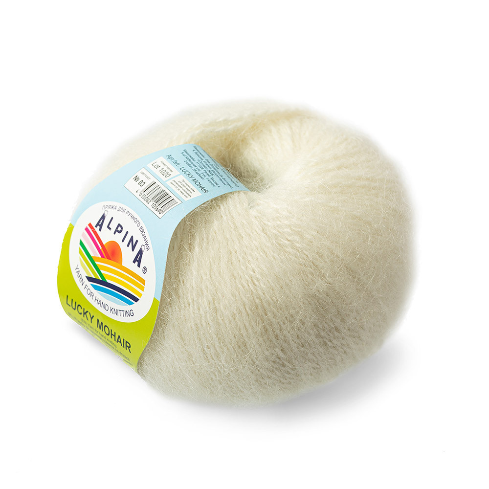 Пряжа ALPINA "LUCKY MOHAIR" 60% кид мохер, 40% акрил 50 г 150 м №03 молочный  #1