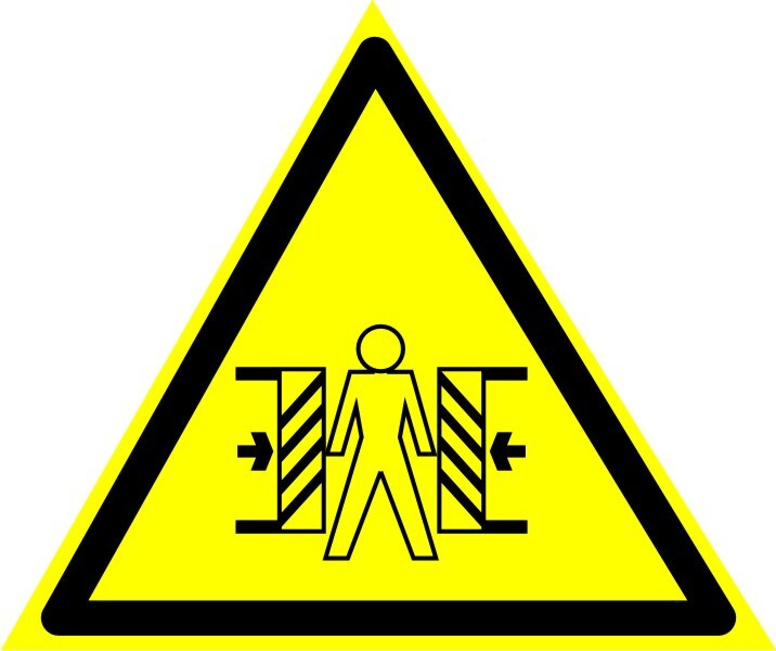 Наклейка W 23 Внимание Опасность зажима Размер 100х100 мм. 1 шт.  #1