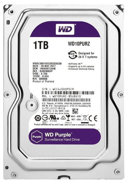 Western Digital 1 ТБ Внутренний жесткий диск (WD10PURZ)  #1