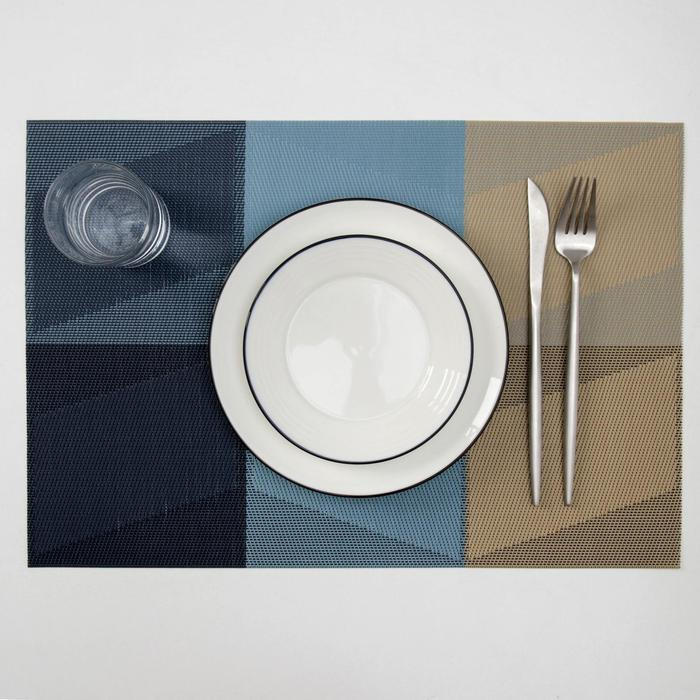 Салфетка сервировочная на стол Пудра, 45,5x30 см, цвет бежево-синий 12 шт  #1