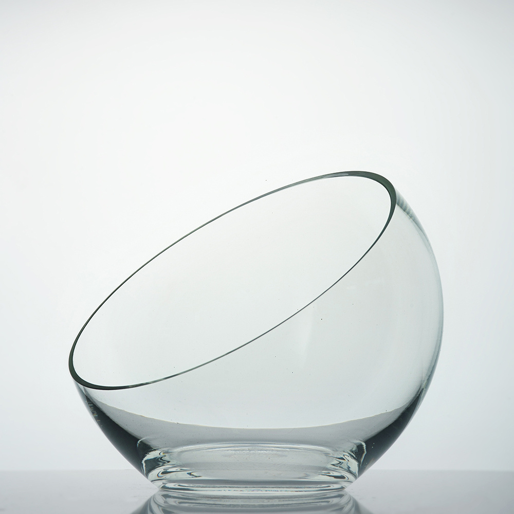 Стеклянная ваза шар для декора и интерьера, конфетница, Неман 5580 высота 10 см, диаметр 12 см. косой #1