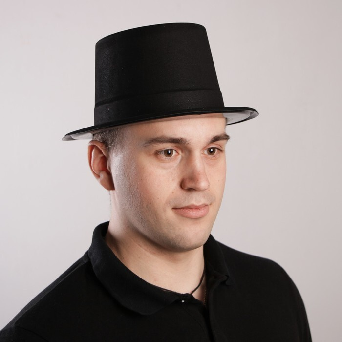 Карнавальная шляпа "Цилиндр", р-р 56, цвет чёрный #1